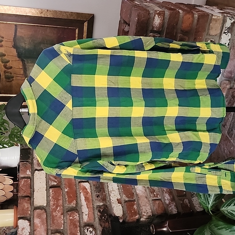 Fox Racing Men’s Green Yellow Plaid Button Up Shirt Moto Streetwear - Picture 5 of 7